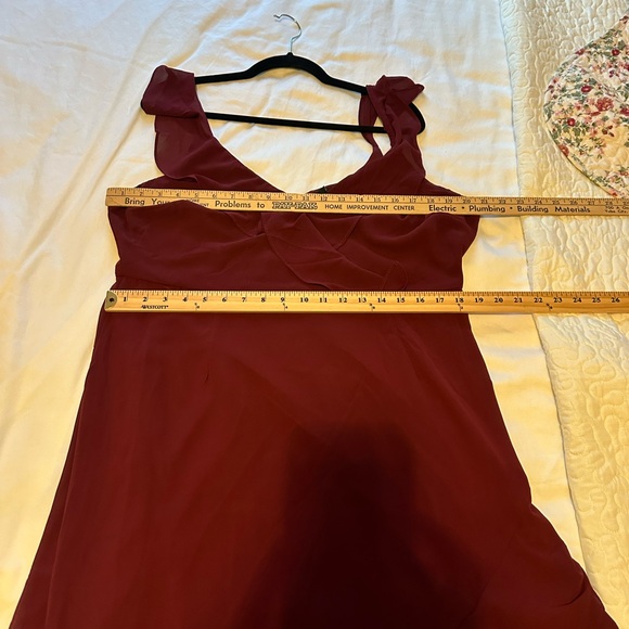 Lulu’s Majesty Burgundy Ruffled Salsa V-Neck Flutter StrapsMaxi Dress Size 1x - Picture 12 of 12